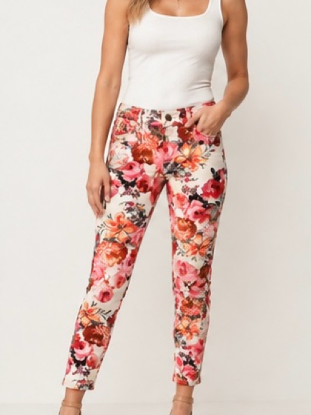 Anthropologie Pilcro Stet Floral Mid-Rise Skinny Jeans Size 26
